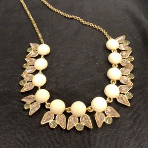 J. Crew necklace with cream accents and rose and gray crystals.
